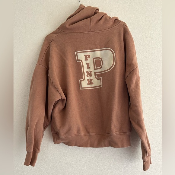 Victoria's Secret Pink Dog Ivy Fleece FullZip Hoodie Campus Pant Set Toffee Sz M - Picture 6 of 16